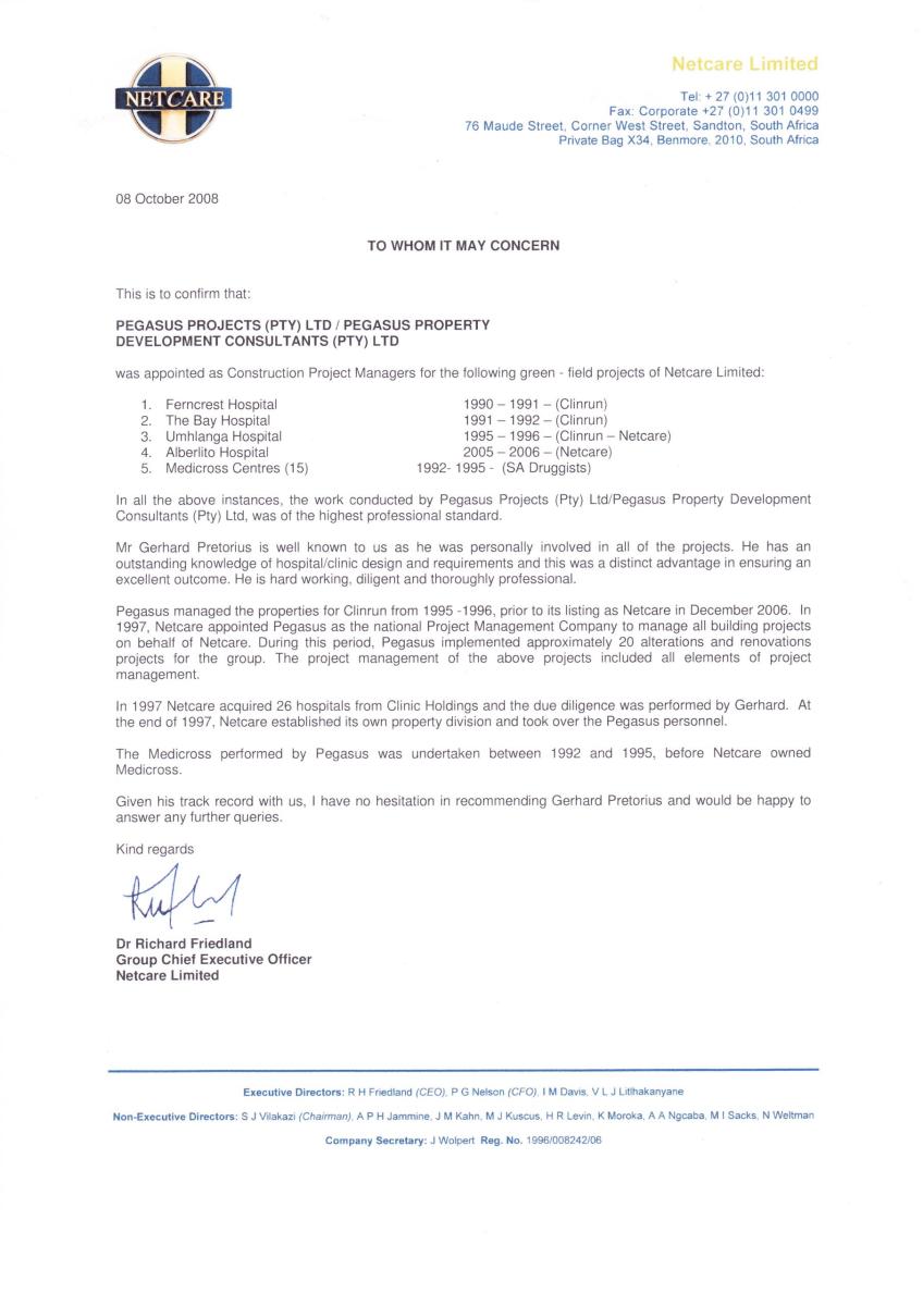 Netcare Limited — Project recommendation · 8 October 2008