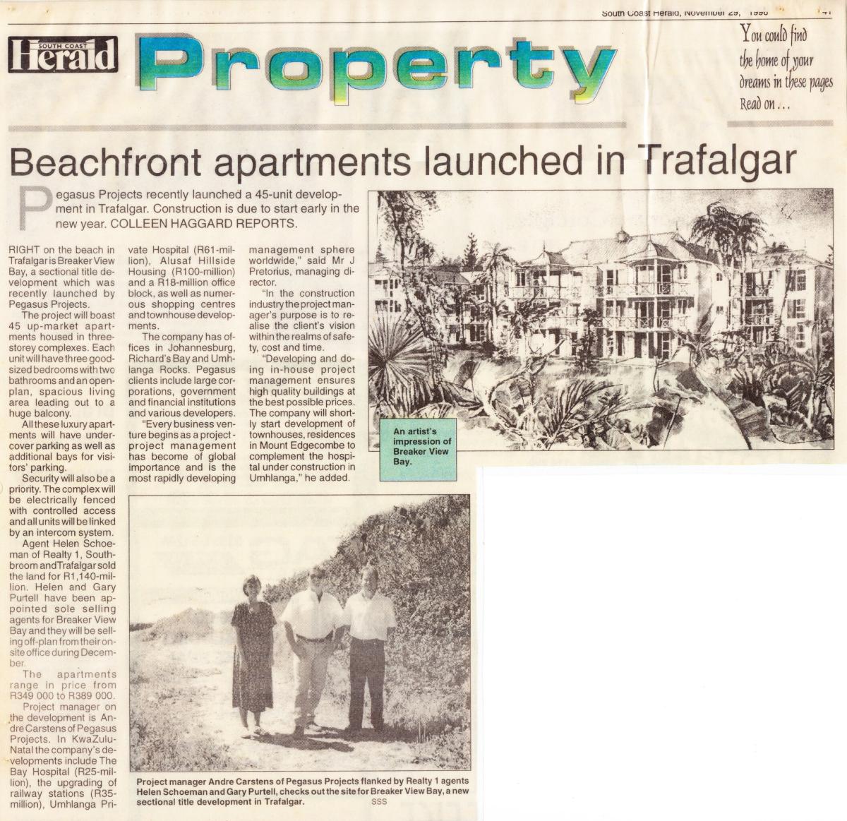 Beachfront development — newspaper archive